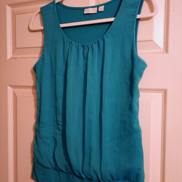 New York & Co Stretch Blue Sleeveless Top Sz M Womens - Picture 1 of 4